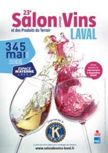 Affiche Salon des Vins Laval, verres qui trinquent.