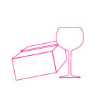 Verre à vin et boîte ouverte, illustration minimaliste.